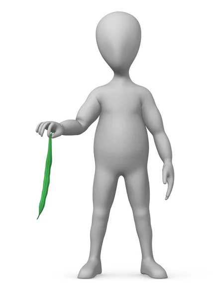 Çizgi film karakteri holding Bean 3D render — Stok fotoğraf