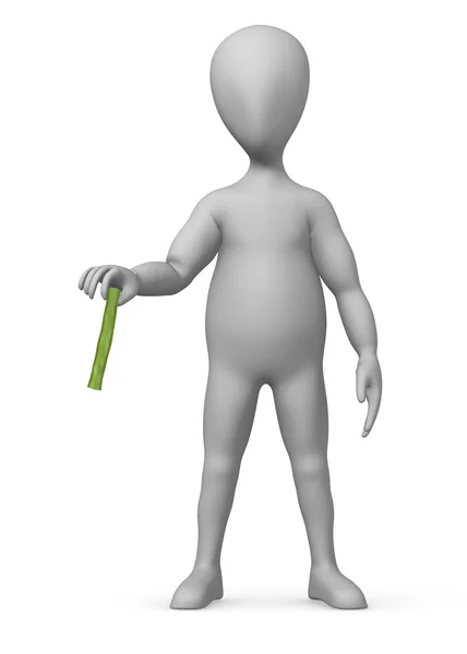 3d renderização de personagem cartoon segurando feijão — Fotografia de Stock