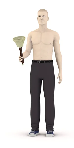 3d render of artifical character with bell — Stock Photo, Image