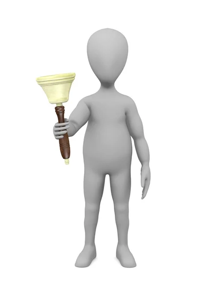3d render of cartoon character with bell — Stock Photo, Image