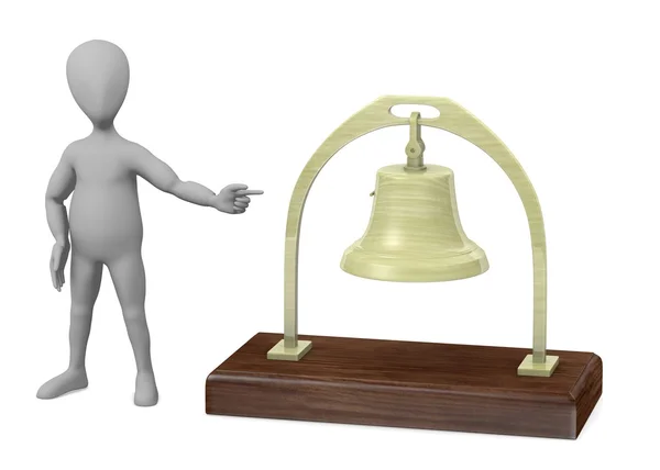 3D renderowania postać z kreskówek z dzwonkiem — Zdjęcie stockowe