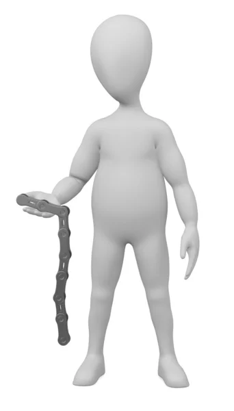 3D renderowania postać z kreskówek z łańcuch rowerowy — Zdjęcie stockowe