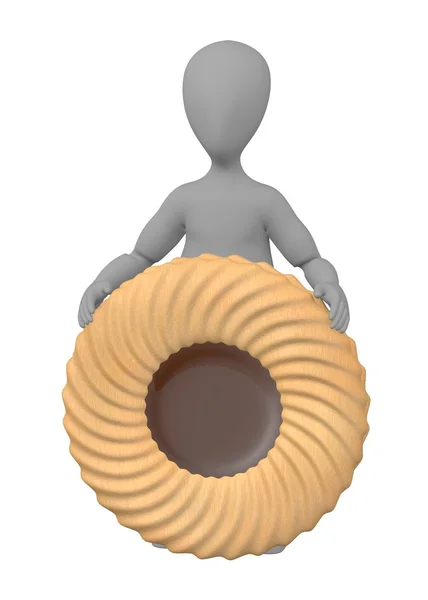 3d render of cartoon character with biscuit — Stock Photo, Image