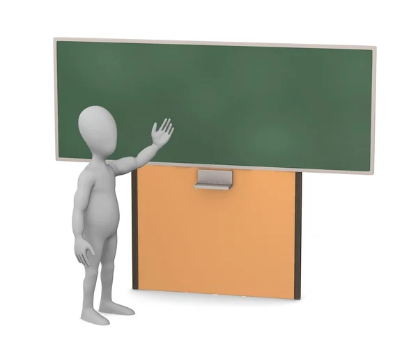 3d render of cartoon character with blackboard — Stock Photo, Image