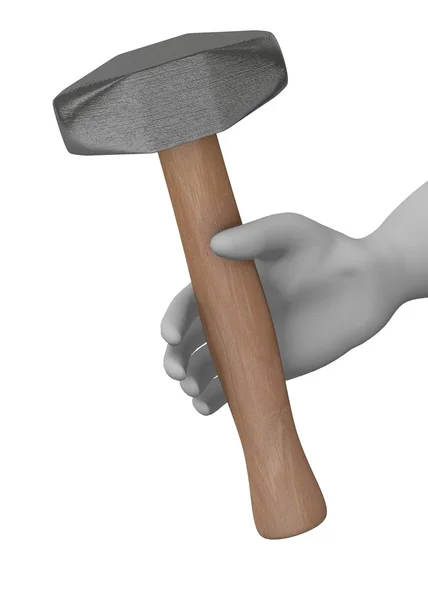 3d render of cartoon character with hammer — Stock Photo, Image