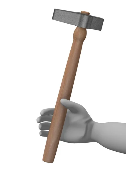 stock image 3d render of cartoon character with hammer