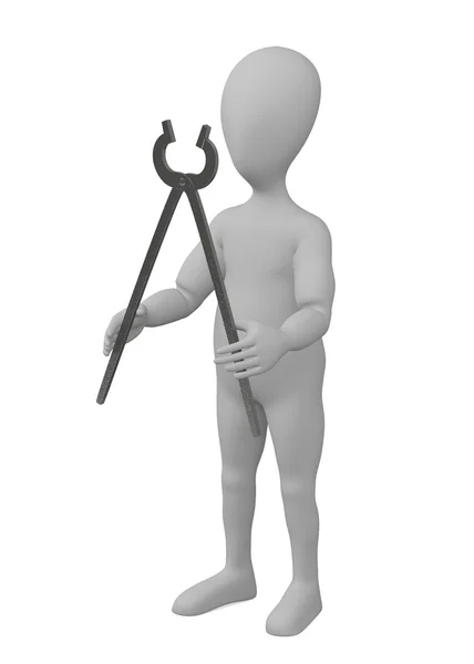3d render of cartoon character with tool — Stock Photo, Image