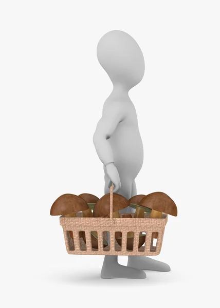 3d renderização de personagem de desenho animado com cogumelos — Fotografia de Stock