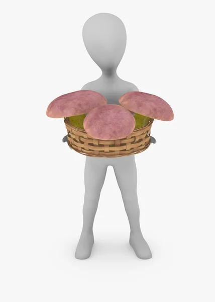 3D-Darstellung der Cartoon-Figur mit Pilz — Stockfoto