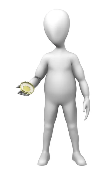 3d render of cartoon character with bottle lid — Stock Photo, Image