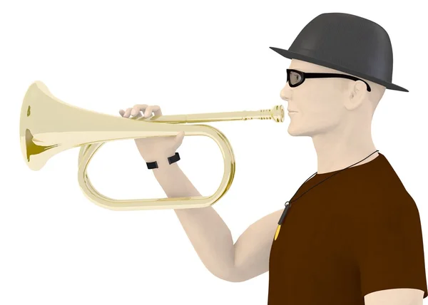 3d renderização de macho artifical com trompete — Fotografia de Stock
