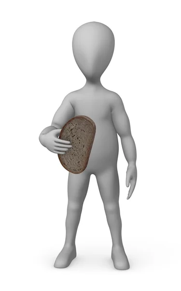 Çizgi film karakteri ekmeği ile 3D render — Stok fotoğraf