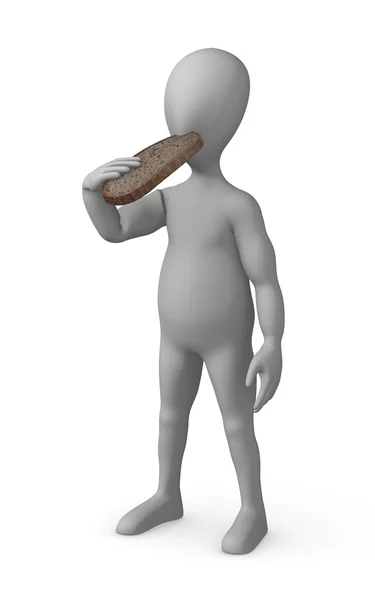 3D визуализация персонажа мультфильма с хлебом — стоковое фото