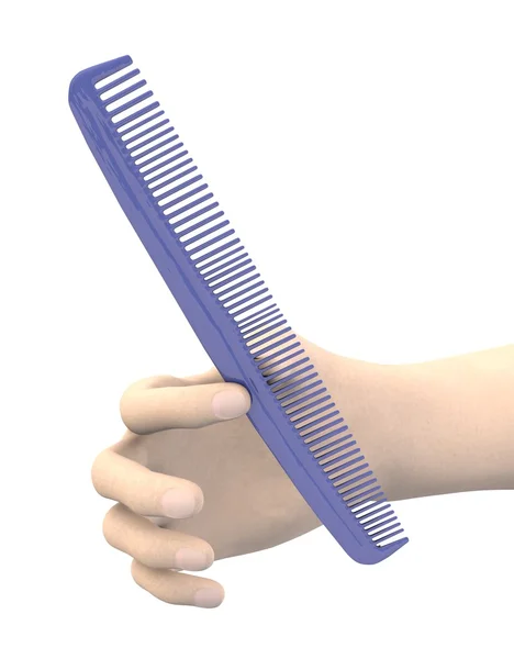 3D render van hand met haarborstel — Stockfoto