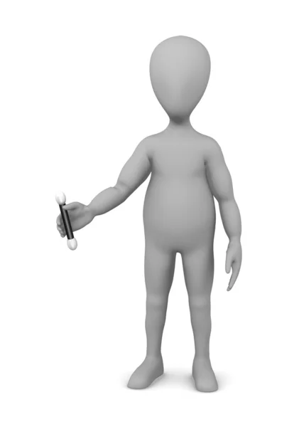 3D візуалізація мультиплікаційного персонажа з невеликим пензлем — стокове фото