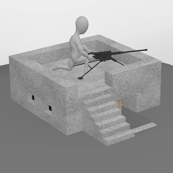 A bunker a rajzfilmfigura 3D render — Stock Fotó