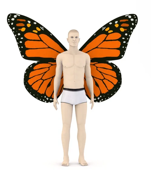 날개를 가진 인공 문자의 3d 렌더링 — 스톡 사진