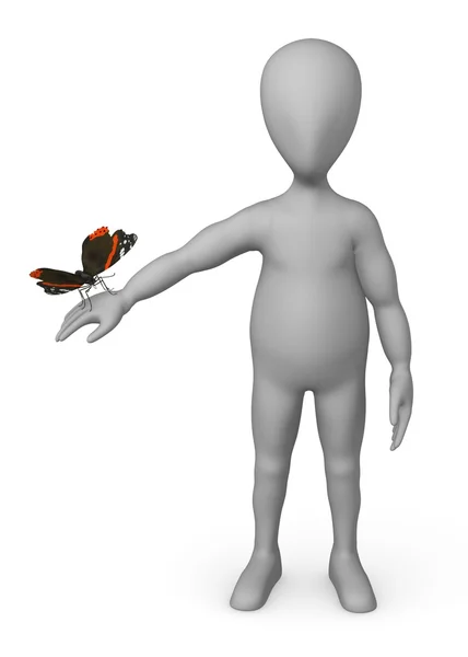 stock image 3d render of cartoon character with butterfly