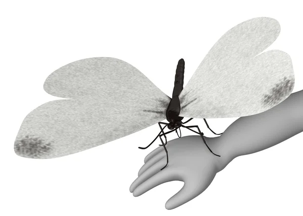 3D визуализация персонажа мультфильма с бабочкой — стоковое фото