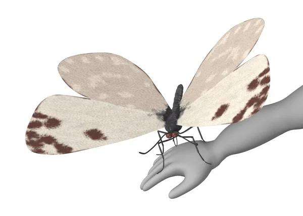 3D vykreslení kreslené postavičky s motýl — Stock fotografie