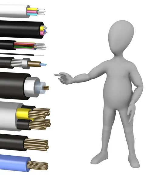 3d render of cartoon character with cable — Stock Photo, Image
