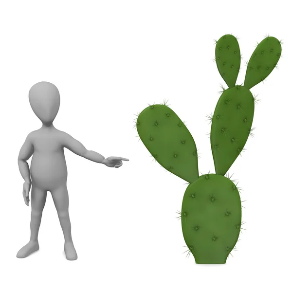 3D vykreslení kreslené postavičky s kaktusy — Stock fotografie