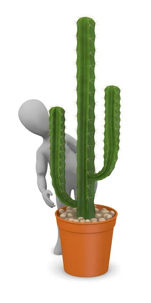 stock image 3d render of cartoon character with cactus