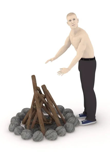 3D render mesterséges férfi tűz — Stock Fotó