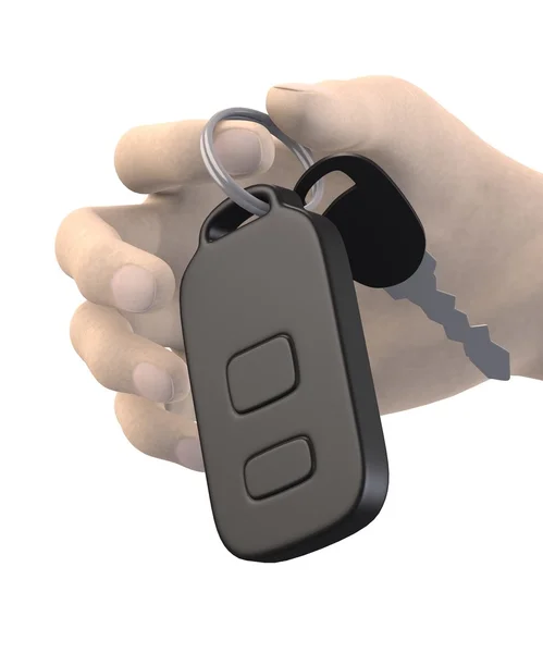 3d визуализация руки с ключом от машины — стоковое фото