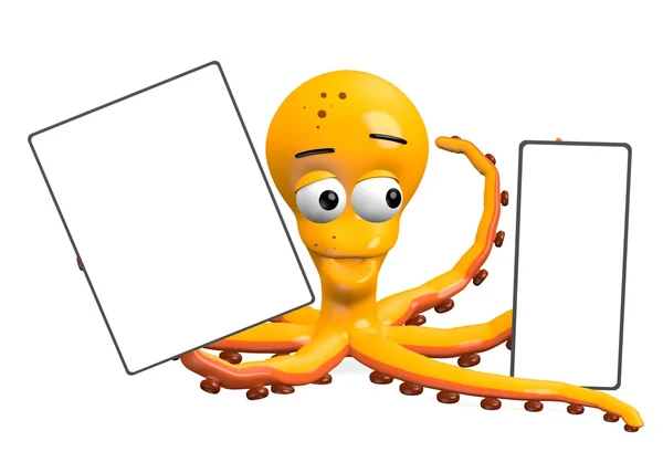 3d render of octopus with template — Stock Photo, Image