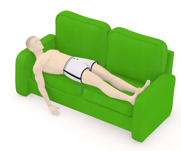 3d renderizado de carácter artificial en sofá — Foto de Stock