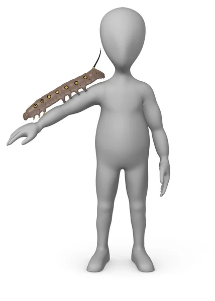 3D візуалізація мультиплікаційного персонажа з гусеницею — стокове фото