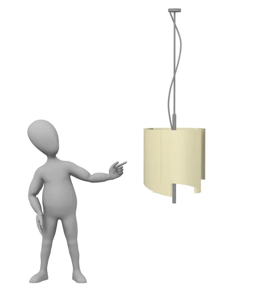 3d render of cartoon character with ceiling light — Stok fotoğraf