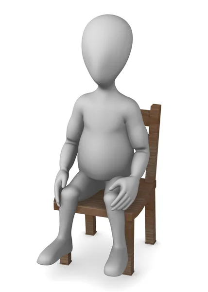 3D рендер персонажа мультфильма на стуле — стоковое фото