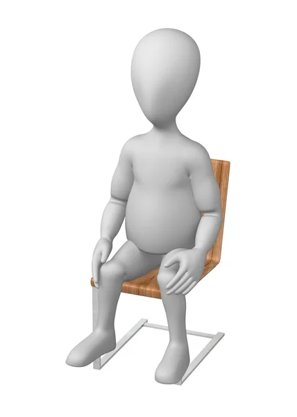 3d render of cartoon character on chair — Stock Photo, Image