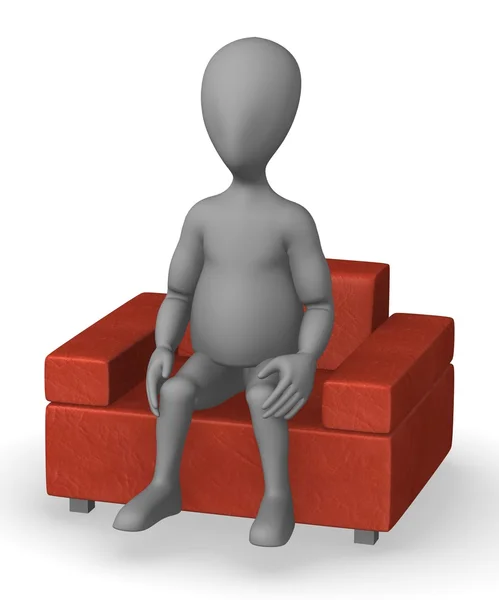 3d renderização de personagem de desenho animado na cadeira — Fotografia de Stock
