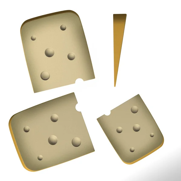 奶酪片的 3d 呈现器 — 图库照片