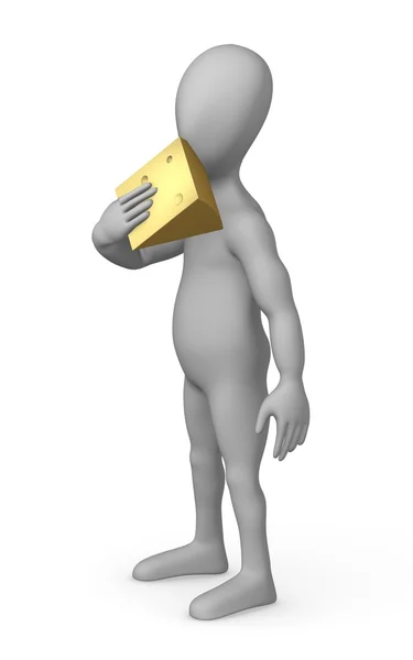 3D renderowania postać z kreskówek z serem — Zdjęcie stockowe