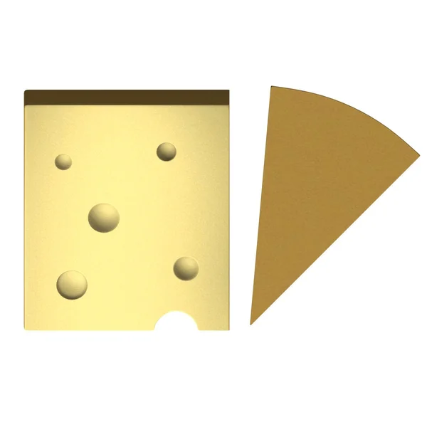 3d rendición de la pieza de queso — Foto de Stock