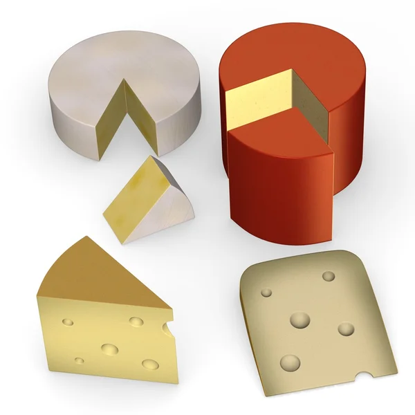 3d rendición de la pieza de queso — Foto de Stock