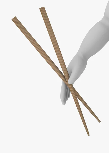 3D καθιστούν χαρακτήρα κινουμένων σχεδίων με chopsticks — Φωτογραφία Αρχείου