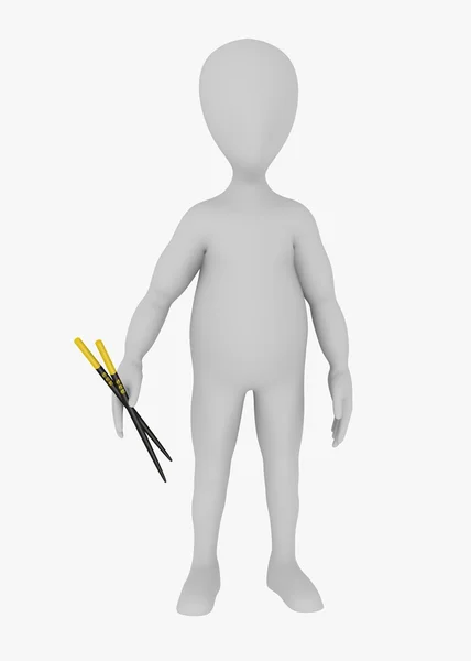 3d renderizado de personaje de dibujos animados con palillos — Foto de Stock