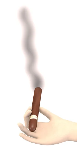 Rendering 3d di mano con sigaro — Foto Stock