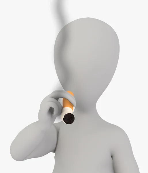 Çizgi film karakterinin sigaralı 3D canlandırması — Stok fotoğraf
