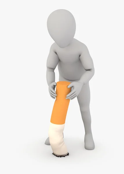 3D render van stripfiguur met sigaret - stoppen met roken — Stockfoto
