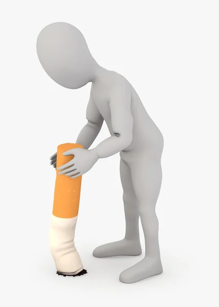 3D render ile sigara - çizgi film karakteri sigara durdurmak — Stok fotoğraf
