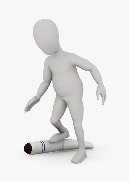 3D καθιστούν χαρακτήρα κινουμένων σχεδίων με τσιγάρο - σταματήσουν το κάπνισμα — Φωτογραφία Αρχείου