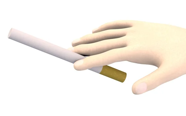 3d renderização de mão com cigarro — Fotografia de Stock