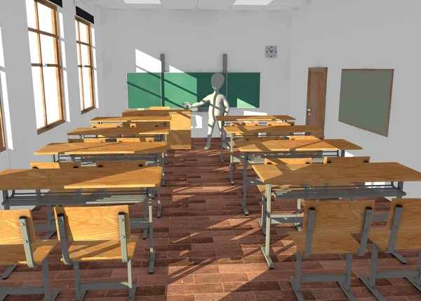 3D render van personage in het klaslokaal onderwijs — Stockfoto