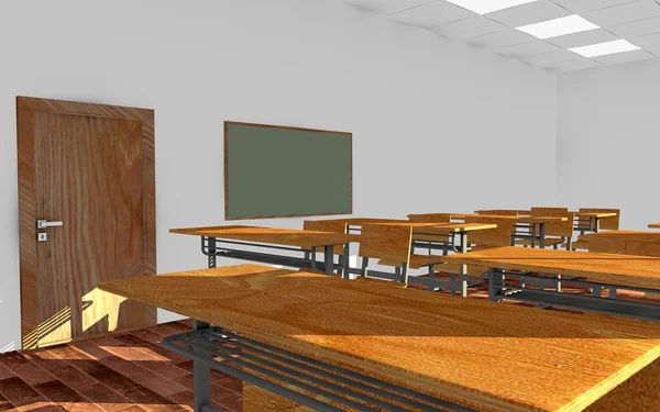 3d renderização de sala de aula interior — Fotografia de Stock